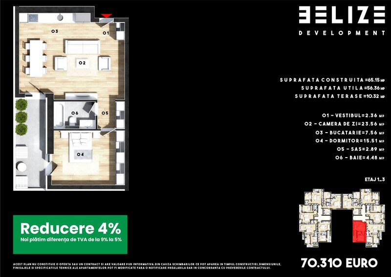 APARTAMENT 2 CAMERE BLOC FINALIZAT TERASA 10 MP